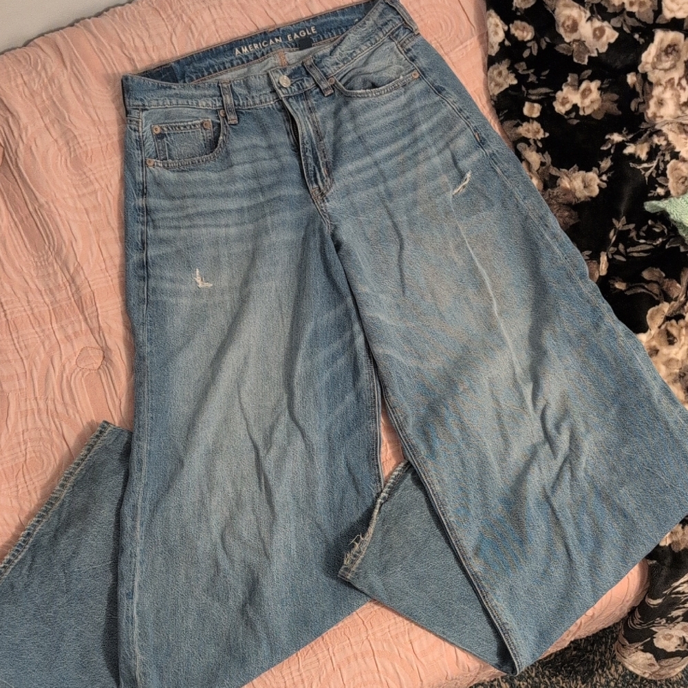 American Eagle Super High Rise Ultra Wide Leg Jeans, Sz 6 Long / 6L
